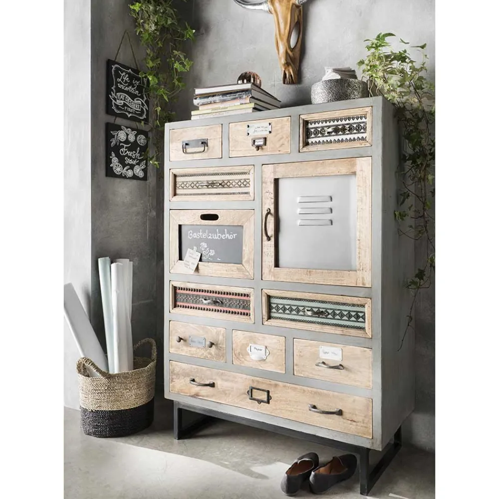 Wohnen Küchenschränke|Landhausmöbel*Shabby Design Highboard aus Recyclingholz - Nuro