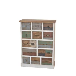 Wohnen Shabby Design Kommode Leona in Weiß Bunt