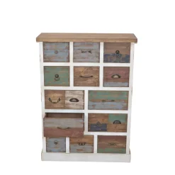 Wohnen Shabby Design Kommode Leona in Weiß Bunt