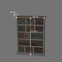 Wohnen Shabby Design Kommode Leona in Weiß Bunt