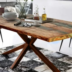 Wohnen Shabby Designtisch aus Recyclingholz Bunt - Montesa