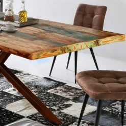Wohnen Shabby Designtisch aus Recyclingholz Bunt - Montesa