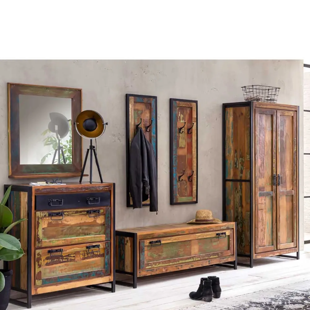 Wohnen Shabby Garderobenmöbel aus Massivholz - Ensley (sechsteilig)