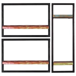 Wohnen Shabby Hängeregal Set in Bunt & Schwarz - Jamaica (dreiteilig)