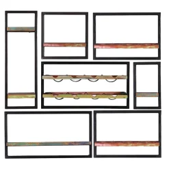 Wohnen Shabby Wandregale mit Flaschenablage - Jamaica (siebenteilig)