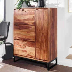 Wohnen Sheesham Schuhschrank mit Bügelgestell - Elmin