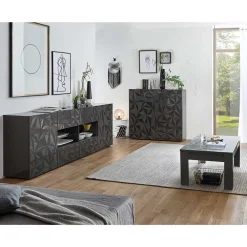 Wohnen Wohnzimmer Komplett*Sideboard & Türen-Kommode & Sofatisch - Kuriasna (dreiteilig)