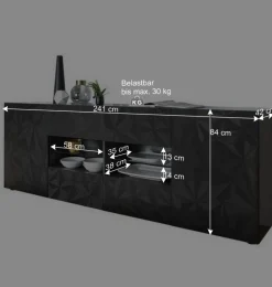 Wohnen Wohnzimmer Komplett*Sideboard & Türen-Kommode & Sofatisch - Kuriasna (dreiteilig)