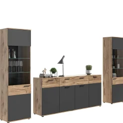Wohnen Sideboard & zwei Vitrinenschränke Set - Lucios (dreiteilig)