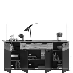 Wohnen Sideboard & zwei Vitrinenschränke Set - Lucios (dreiteilig)