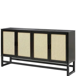 Wohnen Sideboard in Dunkelbraun mit Wiener Geflecht - Santiana