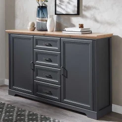 Wohnen Sideboard in Dunkelgrau und Eiche - Joe