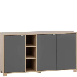 Wohnen Sideboards & Kommoden|Sideboards & Kommoden*Sideboard in Eiche Hell NB & Dunkelgrau - Dranico