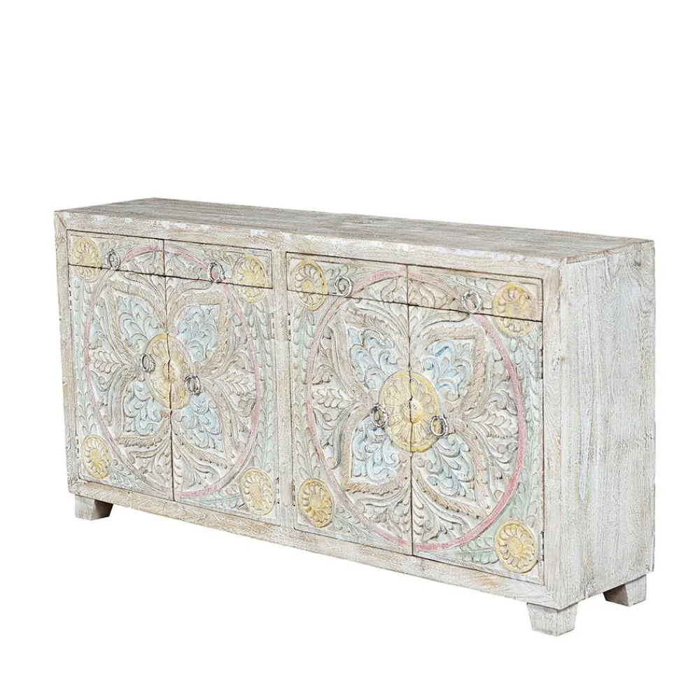 Wohnen Sideboard in White Wash und Pastellfarben - Cranita