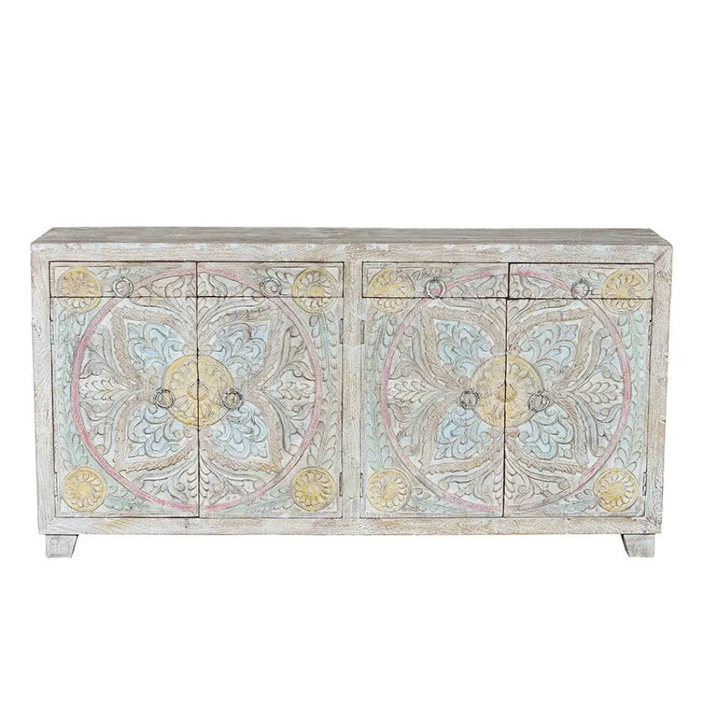 Wohnen Sideboard in White Wash und Pastellfarben - Cranita
