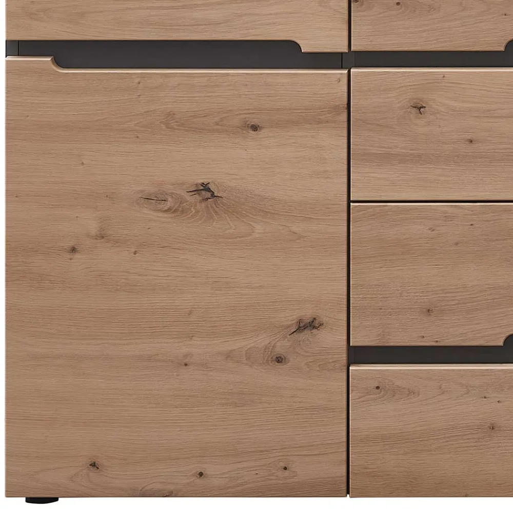 Wohnen Graue Möbel|Küchenschränke*Sideboard in Wildeiche & Dunkelgrau - Kuetra