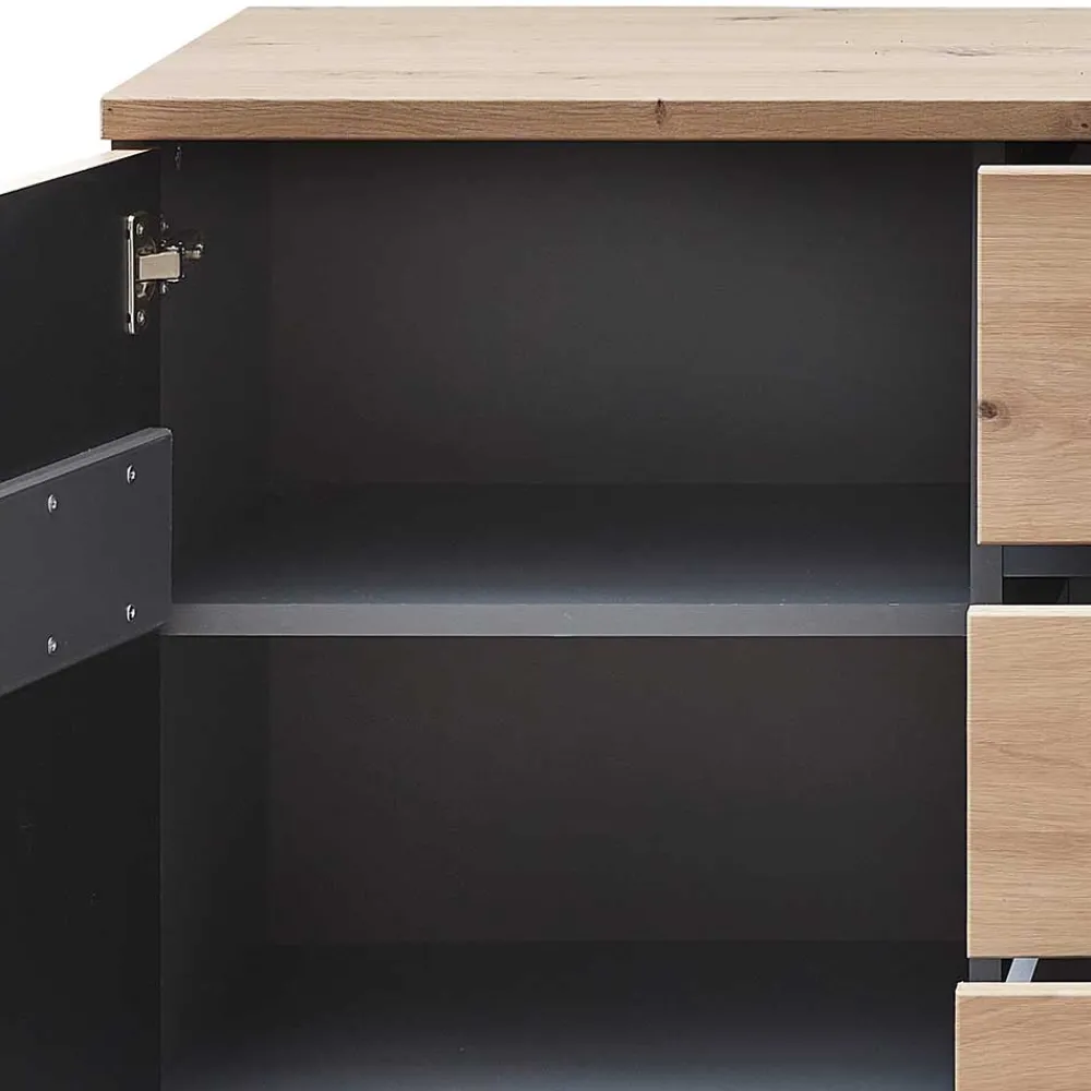 Wohnen Graue Möbel|Küchenschränke*Sideboard in Wildeiche & Dunkelgrau - Kuetra