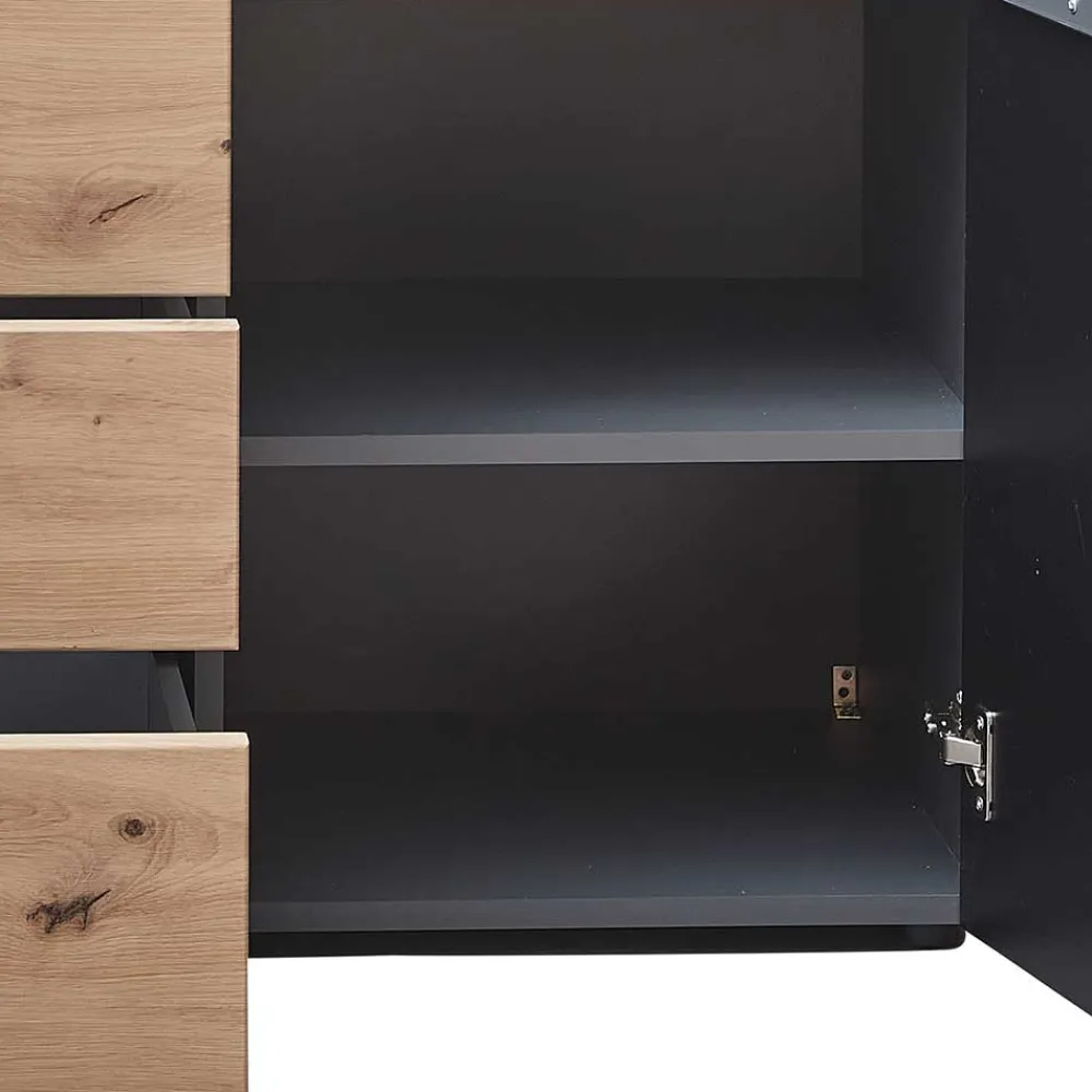 Wohnen Graue Möbel|Küchenschränke*Sideboard in Wildeiche & Dunkelgrau - Kuetra