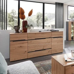 Wohnen Graue Möbel|Küchenschränke*Sideboard in Wildeiche & Dunkelgrau - Kuetra