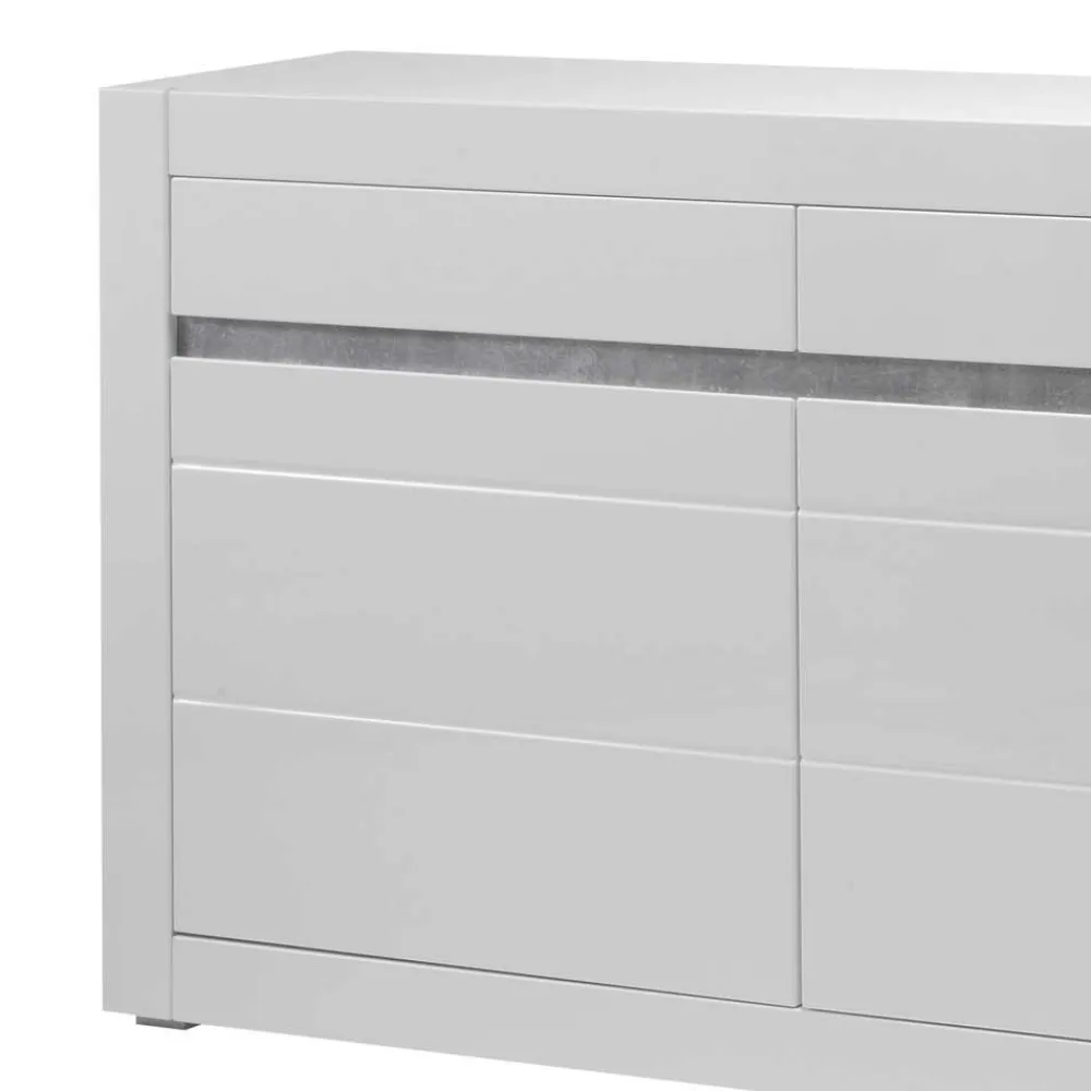 Wohnen Sideboard mit 3 gedämpften Türen Mextra in Weiß Hochglanz