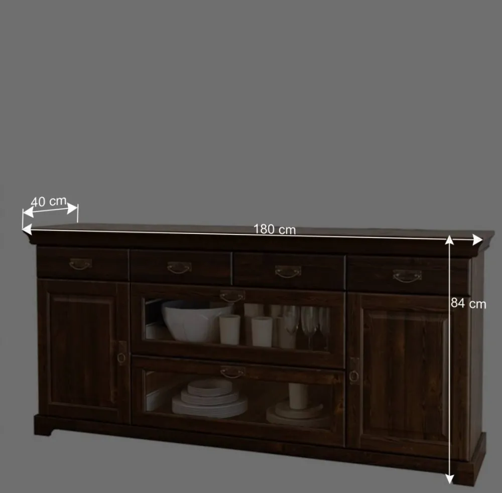 Wohnen Kolonialmöbel*Sideboard mit Glas im Kolonialstil - Jurcavs