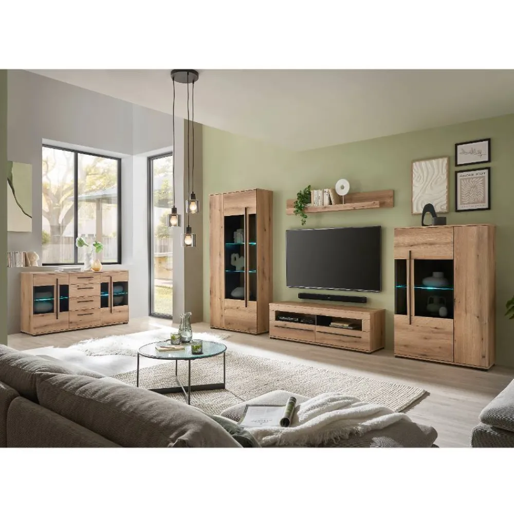 Wohnen Küchenschränke|Sideboards*Sideboard Vitrine in Eiche Dekor - Brocus