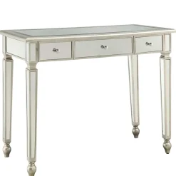 Wohnen Jugendzimmertische|Kinderschreibtische*Silberner Schreibtisch mit Verspiegelung - Adda