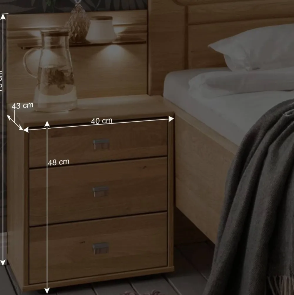 Wohnen Betten|Betten*Singlebett & Nachtkommode Kombi Set - Emdsiva (zweiteilig)