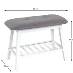 Wohnen Skandinavische Möbel|Schuhschränke*Sitzbank aus Bambus in Weiß mit Polster - Bilbaos