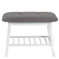 Wohnen Skandinavische Möbel|Schuhschränke*Sitzbank aus Bambus in Weiß mit Polster - Bilbaos