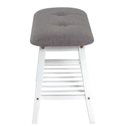 Wohnen Skandinavische Möbel|Schuhschränke*Sitzbank aus Bambus in Weiß mit Polster - Bilbaos