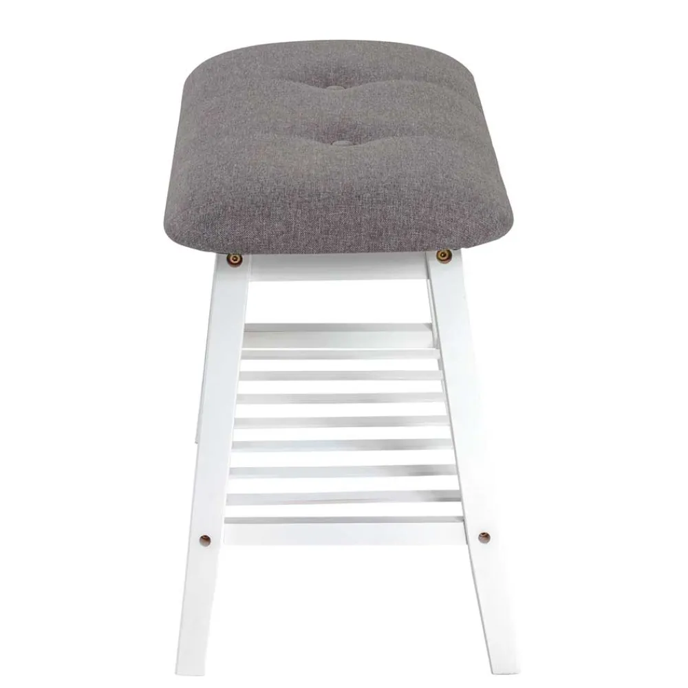 Wohnen Skandinavische Möbel|Schuhschränke*Sitzbank aus Bambus in Weiß mit Polster - Bilbaos