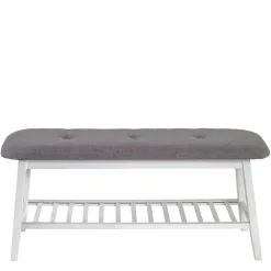 Wohnen Skandinavische Möbel|Schuhschränke*Sitzbank aus Bambus in Weiß mit Polster - Bilbaos