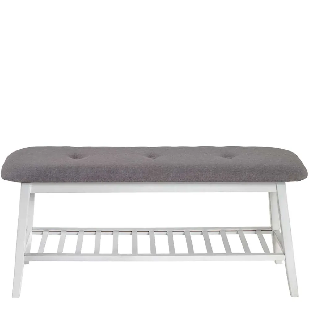 Wohnen Skandinavische Möbel|Schuhschränke*Sitzbank aus Bambus in Weiß mit Polster - Bilbaos