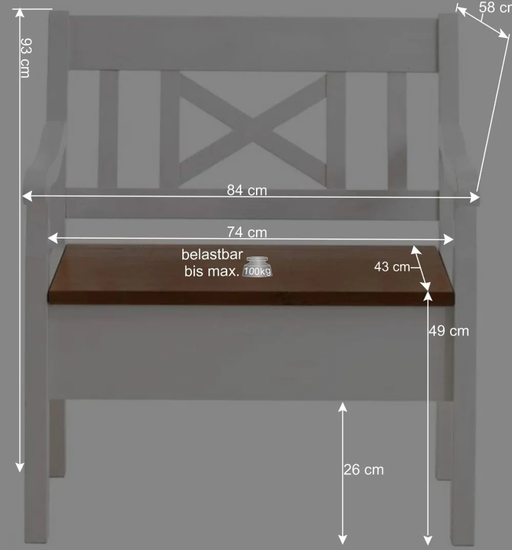 Wohnen Sitzbank Barlad in Weiß Bernsteinfarben