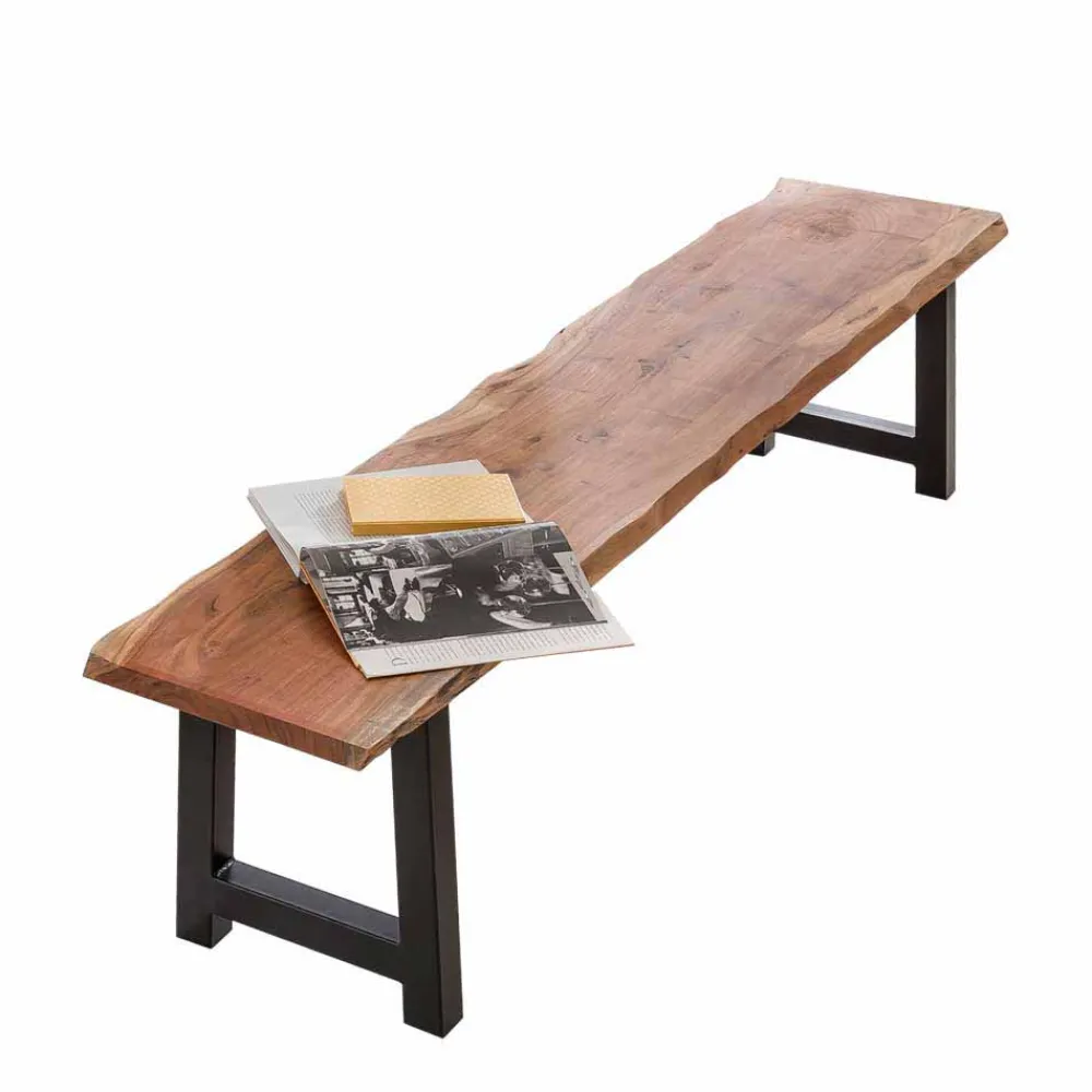 Wohnen Sitzbank Sadello mit Baumkante Akazie massiv