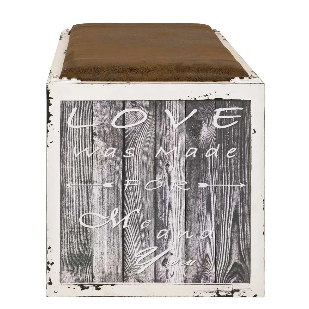 Wohnen Weiße Möbel|Shabby Chic Möbel*Sitzbank Senva im Shabby Chic Look