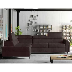Wohnen Schlafsofas*3-Sitzer Eckcouch in Dunkelbraun Velours - Doan