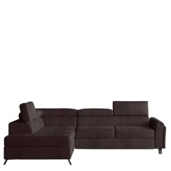 Wohnen Schlafsofas*3-Sitzer Eckcouch in Dunkelbraun Velours - Doan