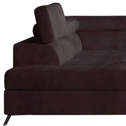 Wohnen Schlafsofas*3-Sitzer Eckcouch in Dunkelbraun Velours - Doan