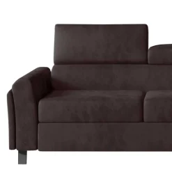 Wohnen Schlafsofas*3-Sitzer Eckcouch in Dunkelbraun Velours - Doan