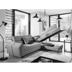 Wohnen Schlafsofas*3-Sitzer Eckcouch in Dunkelbraun Velours - Doan