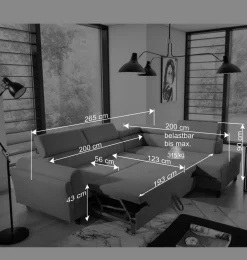 Wohnen Schlafsofas*3-Sitzer Eckcouch in Dunkelbraun Velours - Doan