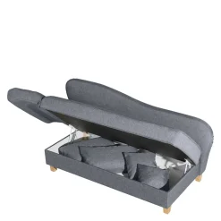 Wohnen 3-Sitzer Recamiere in Jeansblau mit Buche - Foresta