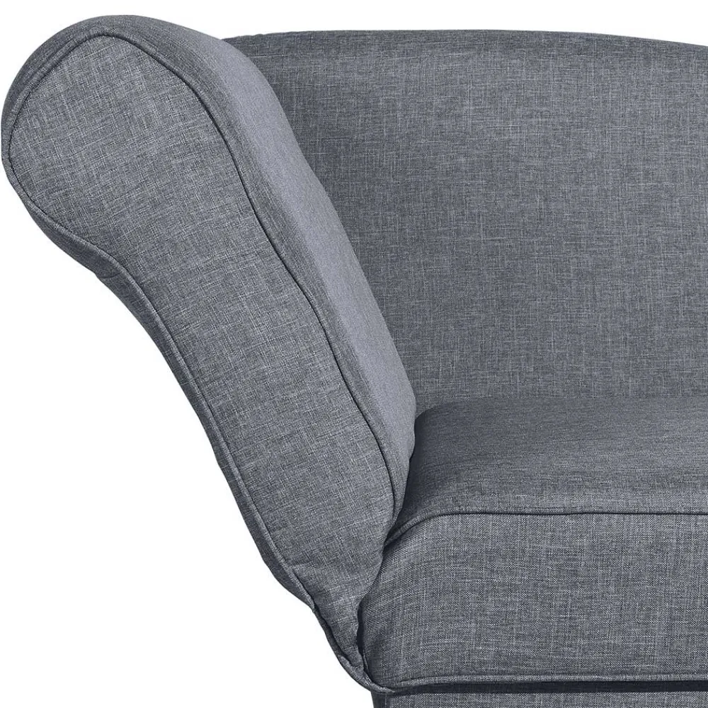 Wohnen 3-Sitzer Recamiere in Jeansblau mit Buche - Foresta