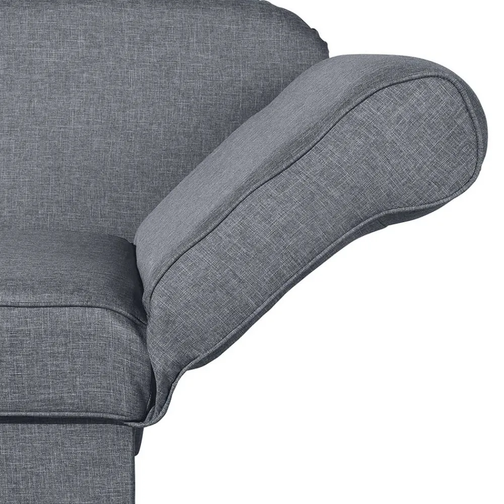 Wohnen 3-Sitzer Recamiere in Jeansblau mit Buche - Foresta