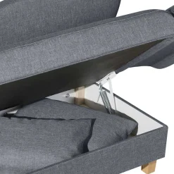 Wohnen 3-Sitzer Recamiere in Jeansblau mit Buche - Foresta