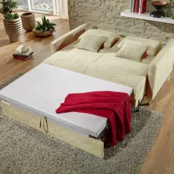 Wohnen Schlafsofas*2-Sitzer Wohnzimmercouch in Creme - ausklappbar - Elsaro