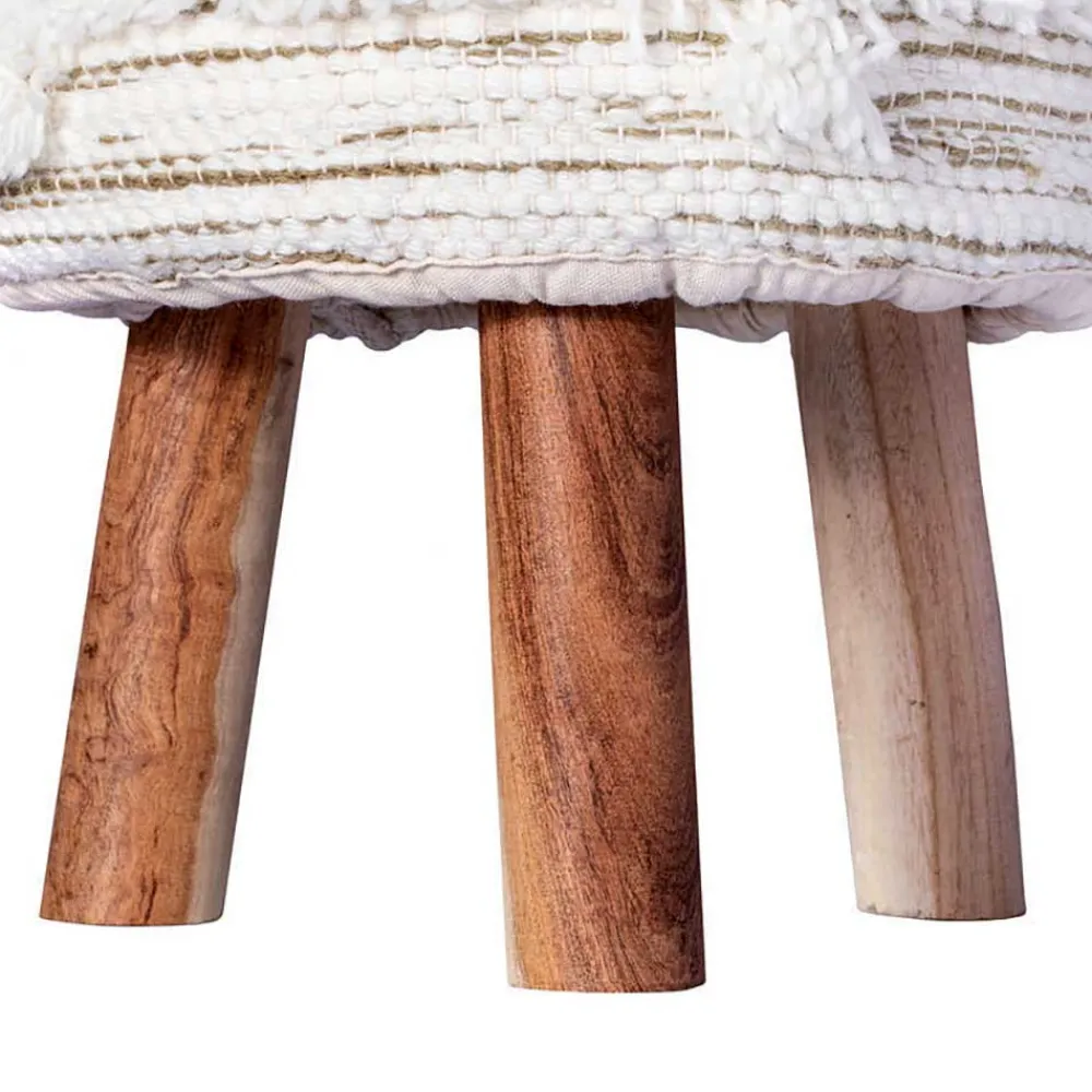 Wohnen Barhocker|Hocker*Sitzhocker in Creme mit Khaki - Clarina