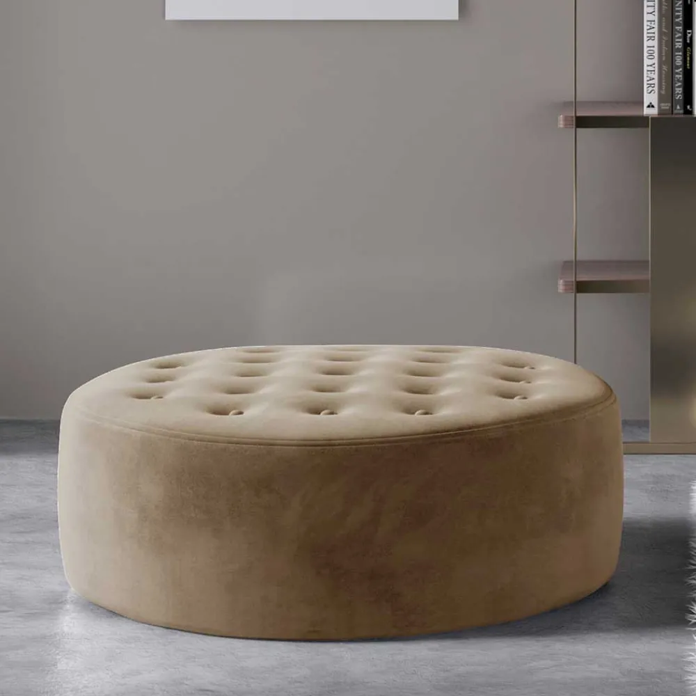 Wohnen Sitzhocker in Hellbraun Samtbezug - Monzana